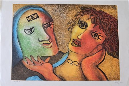 Enrico Baj SENZA TITOLO acquaforte acquatinta su carta, cm 69,5x99; es.94/150...