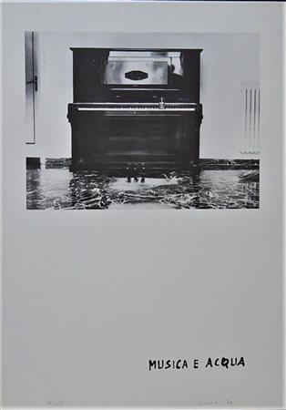 Giuseppe Chiari MUSICA E ACQUA litografia su carta, cm 70x50; es.16/125 firma...