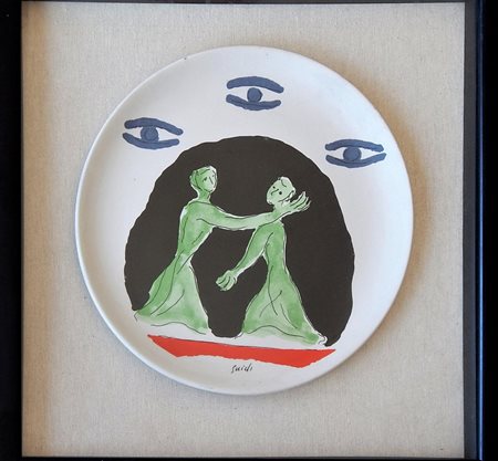 Virgilio Guidi SENZA TITOLO piatto in ceramice, diametro cm 30,5 non firmato...