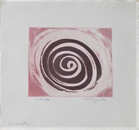 Mark Tobey SENZA TITOLO acquaforte acquatinta su carta, battuta cm 14x17, su...