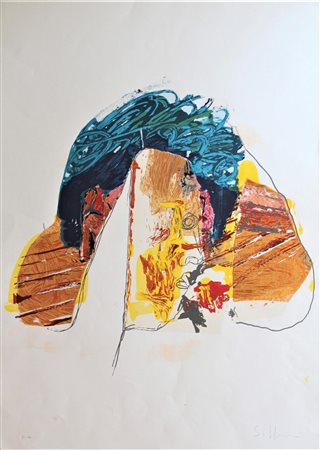 Mario Schifano SENZA TITOLO serigrafia su carta, cm 70x50; es. P.A. firma