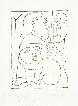 FRANCO FRANCESE (1920-1996) - Doppio ritratto di Elide con autoritratto, 1983
