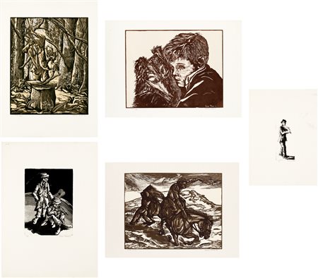 EDIMO MURA (1933-2008) - Senza Titolo - Lotto unico composto da 5 opere grafiche