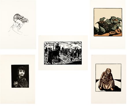 EDIMO MURA (1933-2008) - Senza Titolo - Lotto unico composto da 5 opere grafiche