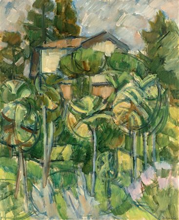 Cristoforo De Amicis (Alessandria 1902-Milano 1987)  - Paesaggio fra le palme, 1964