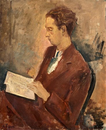 Achille Funi (Ferrara 1890-Appiano Gentile 1972)  - Ritratto di Eugenio Montale, early 30s