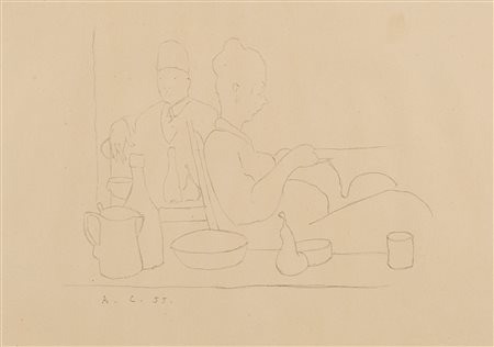 Antonio Calderara (Abbiategrasso 1903-Lago d'Orta 1978)  - Senza titolo, 1955