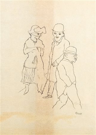 George Grosz (Berino 1893-Berlino 1959)  - Tre figure, 1920