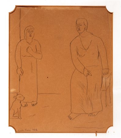 Carlo Carrà (Quargnento 1881-Milano 1966)  - Due figure con cane, 1922