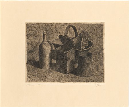 Giorgio Morandi (Bologna 1890-1964)  - Natura morta con il cestino del pane, 1921