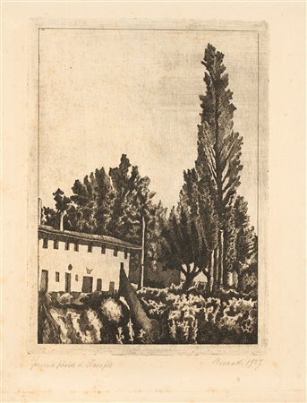 Giorgio Morandi (Bologna 1890-1964)  - Paesaggio con il grande pioppo, 1927