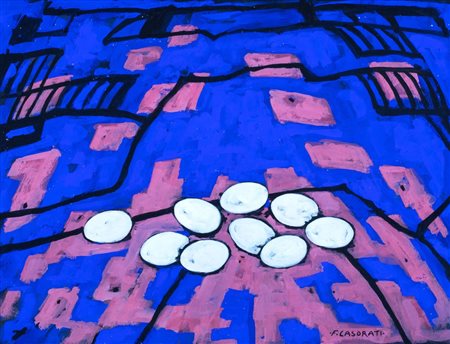Felice Casorati (Novara 1883-Torino 1963)  - Uova sul paesaggio, 1959
