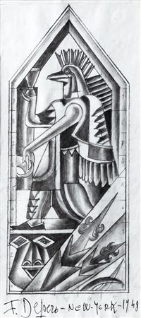 Fortunato Depero (Fondo 1892-Rovereto 1960)  - Studio per pannello decorativo per il ristorante "Enrico e Paglieri", New York, 1948