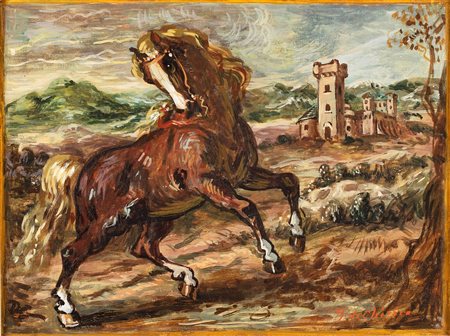 Giorgio de Chirico (Volos 1888-Roma 1978)  - Cavallo impennato, around 1955