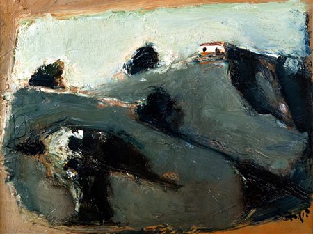 Mario Sironi (Sassari 1885-Milano 1961)  - Montagne e casa, 1948 /50