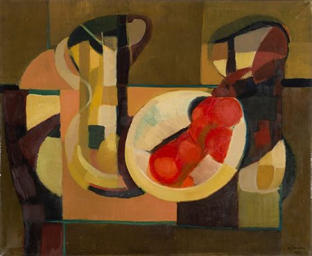 Giuseppe Ajmone (Carpignano Sesia 1923-Romagnano Sesia 2005)  - Natura morta, 1953