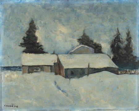 Carlo Carrà (Quargnento 1881-Milano 1966)  - Paesaggio innevato, 1938
