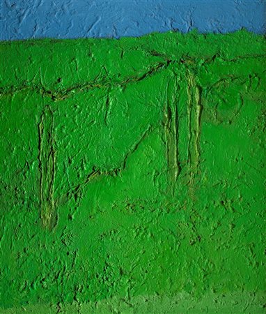 Carlo Mattioli (Modena 1911-Parma 1994)  - Primavera in collina / Paesaggio verde, 1978-79