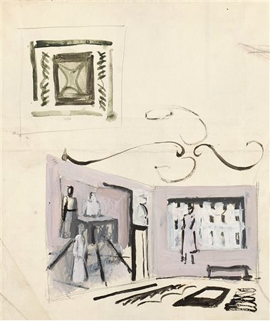 Mario Sironi (Sassari 1885-Milano 1961)  - Studio di Ambiente, 1938 ca.