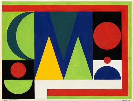 Auguste Herbin (Quièvy 1882-Parigi 1960)  - Temps (bozzetto originale del mosaico esistente alla Fondazione Pagani, Legnano), 1946