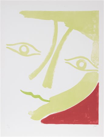 Virgilio Guidi, Grande testa verde con rosso