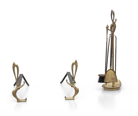 UN SET DI ATTREZZI DA CAMINO, anni '50. 