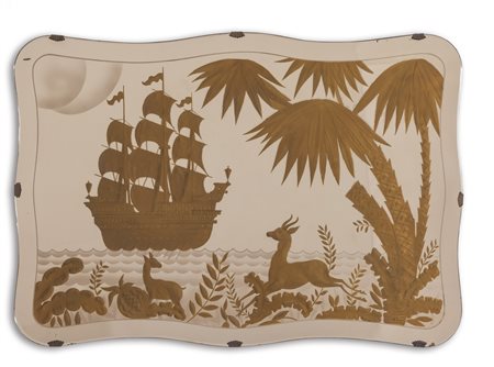 UNO SPECCHIO DA PARETE, anni '30. <br>Cristallo 