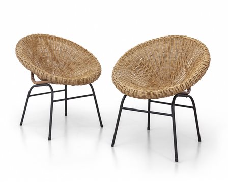  DUE POLTRONCINE, anni '50. <br>Tubo di ferro 