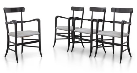 QUATTRO POLTRONCINE DI CHIAVARI, anni '50. 