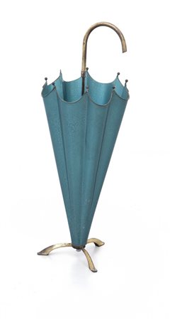 UN PORTAOMBRELLI, anni '50. <br>Ottone, alluminio 