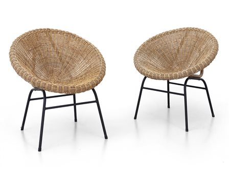 DUE POLTRONCINE, anni '50. <br>Tubo di ferro 