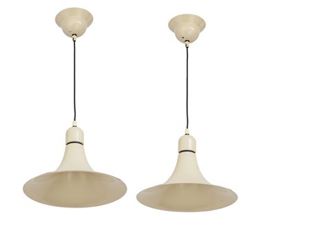 LAMTER <br>Due lampade a sospensione, anni '60. 