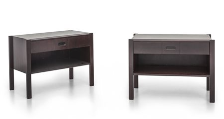 DUE COMODINI, anni '60. <br>Legno di palissandro, 