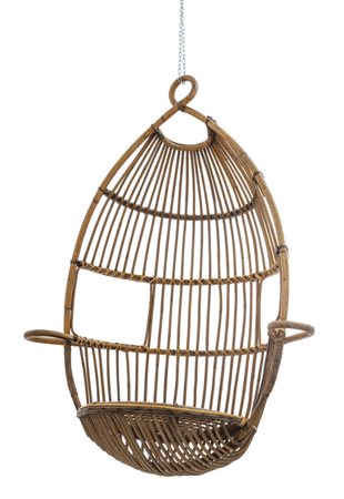  UN SEDILE SOSPESO, anni '60. <br>Malacca, giunco 