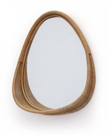 UNO SPECCHIO DA PARETE, anni '60. <br>Midollino, 