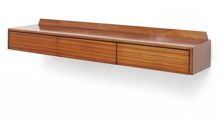UNA CONSOLE PENSILE, anni '60. <br>Legno di 