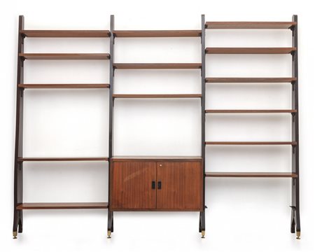 UNA LIBRERIA, anni '60. <br>Legno di teak, legno 