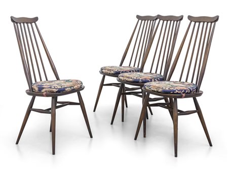  LUCIANO ERCOLANI <br>Quattro sedie per ERCOL, 