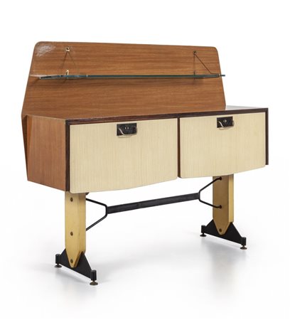 UN CREDENZINO, anni '60. <br>Acciaio verniciato, 