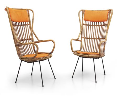 DUE POLTRONE, anni '60. <br>Tondino di acciaio 