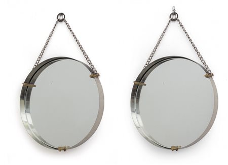 DUE SPECCHI DA PARETE,anni 60. <br>Ottone, ottone 