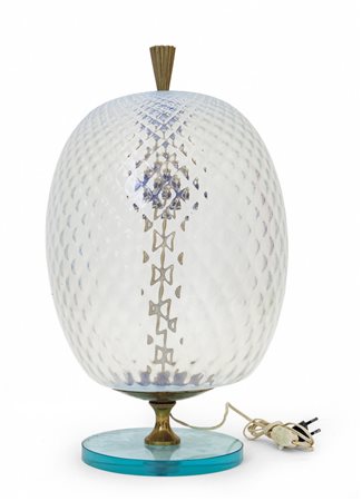  UNA LAMPADA DA TAVOLO, anni '60. <br>Cristallo 