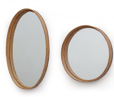 DUE SPECCHI DA PARETE, anni '60. <br>Giunco, 