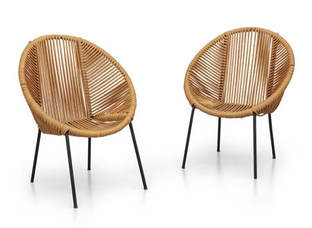 DUE POLTRONCINE, anni '70. <br>Acciaio tubolare 