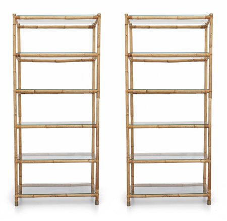  DUE LIBRERIE, anni '70.<br>Malacca, canna 