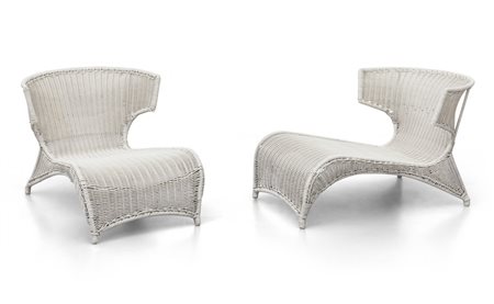  DUE POLTRONCINE, anni'70.<br>Fibra sintetica 