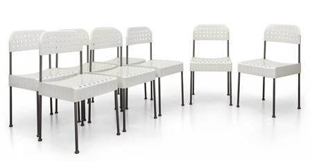 ENZO MARI <br>Otto sedie 'Box' per ANONIMA 