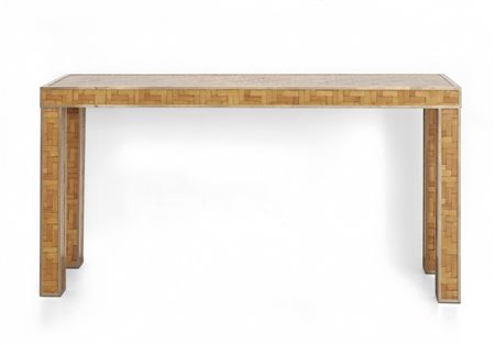  UNA CONSOLE, anni '70. <br>Legno lavorato a 