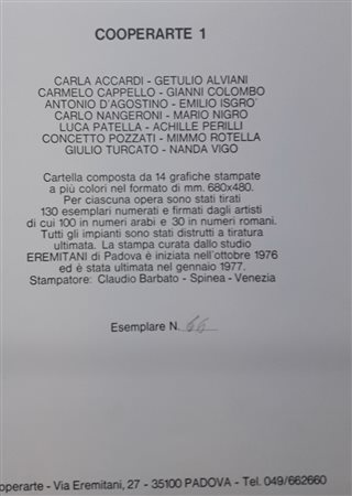 AUTORI VARI Milano (Mi) 1976 Cooperarte 1 1976 Grafiche su carta 68,00x48,00...