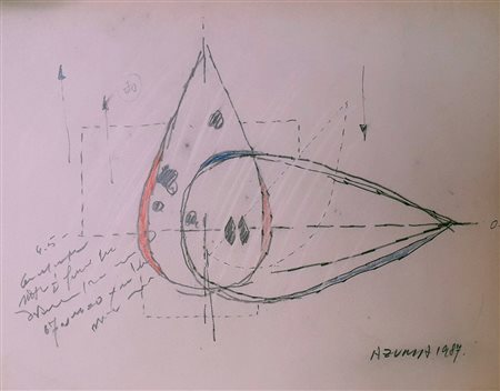 AZUMA KENGIRO Yagamata (Giappone) 1926 Senza titolo 1987 Mista su carta...